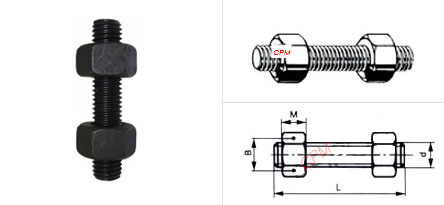 เกลียวตลอด ASTM A193 - B7 + 2หัวน๊อต ASTM A194 - 2H